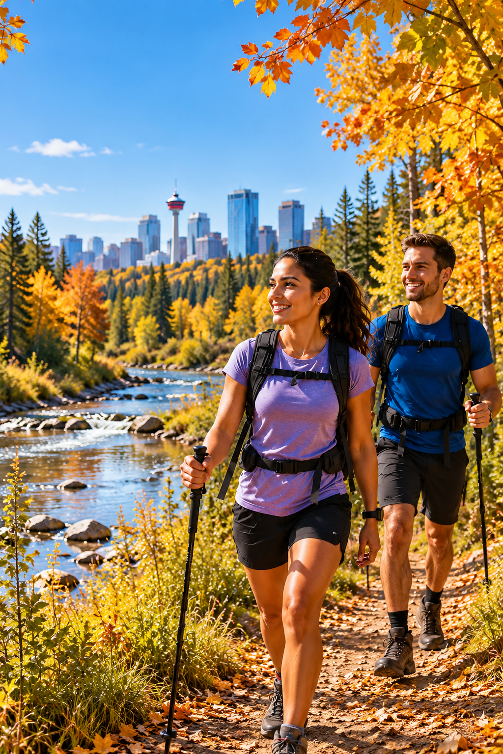 caring hands physio fish creen exercise Couple enjoying an autumn walk in Calgary, representing active living with Caring Hands Physio